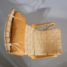 Bruno Mathsson for Karl Mathsson "Pernilla" Leather webbing. Easy Chair retromodern design. Fåtölj Läder Wigerdals