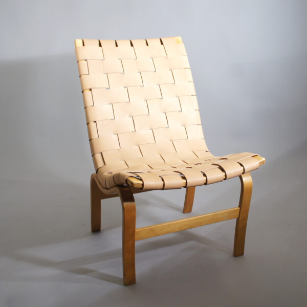 Bruno Mathsson for Karl Mathsson "Eva" 1939 Leather webbing. Easy Chair retromodern design Fåtölj läder wigerdals