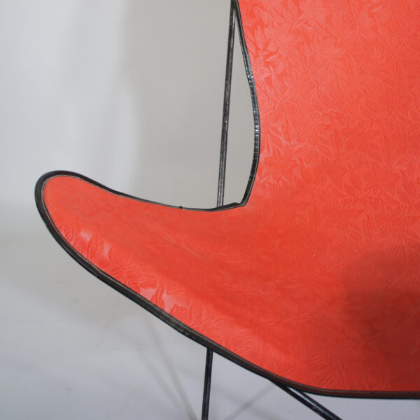 Easy chair in steel and letherette. Butterfly chair. Fladdermusfåtölj