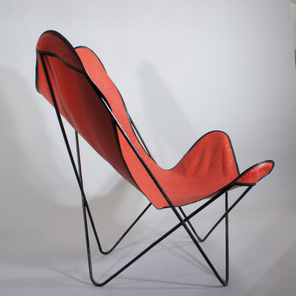 Easy chair in steel and letherette. Butterfly chair. Fladdermusfåtölj Wigerdals