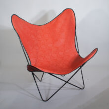 Easy chair in steel and letherette. Butterfly chair. fladdermusfåtölj Wigerdals