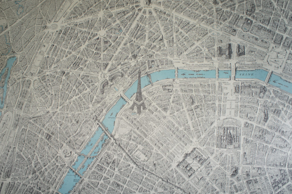 1950's School map over the street and buildings of Paris - Sold ...