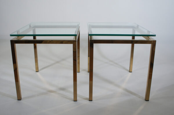 Side tables in glass and brass.Lampbord i glas mässing Wigedals