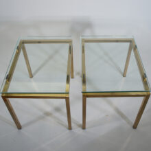 Side tables in glass and brass. Ett par lampbord mässing glas Wigerdals