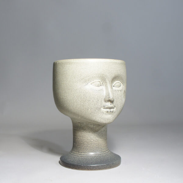 Lisa Larson ceramic flowerpot with face.
