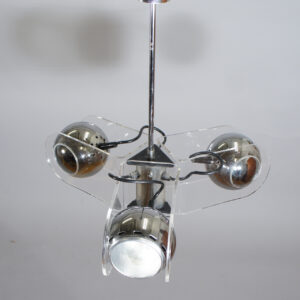 Gino Sarfatto for Arteluce. Ceiling lamp in plexi glass and chrome steel. Mod 540. Taklampa Wigerdal