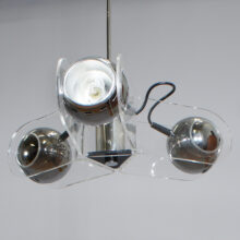 Gino Sarfatto for Arteluce. Ceiling lamp in plexi glass and chrome steel. Mod 540. Taklampa Wigerdal.com