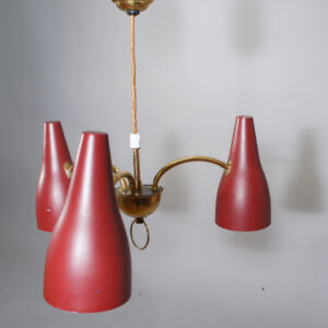 1950s three metal shade ceiling lamp. Wigerdals Taklampa