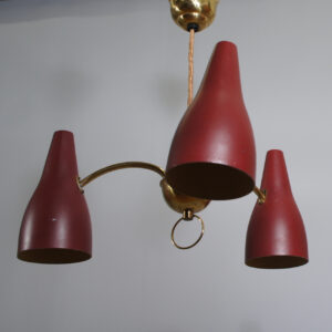 1950s three metal shade ceiling lamp. Taklampa 50tal. Wigerdals