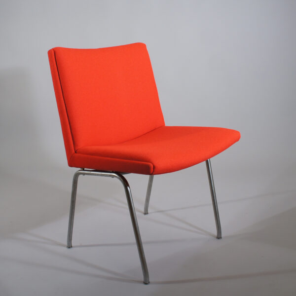 Hans J. Wegner for AP-stolen AP-38 "Kastrup chair". Chair in wool fabric and legs in steel. Wigerdals.com