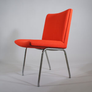 Hans J. Wegner for AP-stolen AP-38 "Kastrup chair". Chair in wool fabric and legs in steel.