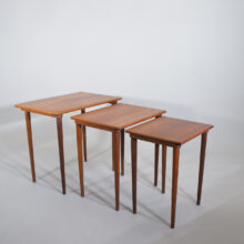 1960's three piece nesting table in teak. Wigerdals Satsbord