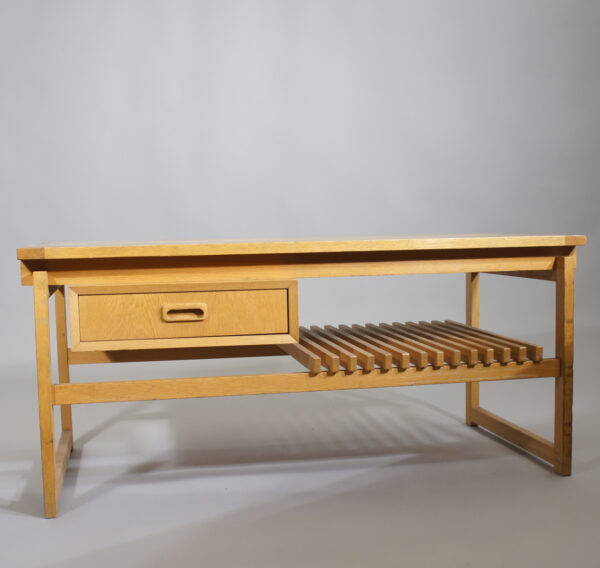 1960's Bench with drawer in oak. Hallbänk i ek wigerdals värld