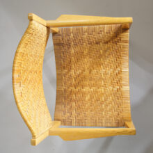A pair of arm chairs in oak and rattan. karmstolar i ek och rotting. Wigerdals Värld