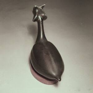 Gunnar Nylund for Rörstrand Grebe bird in stoneware on wood base. Dopping fågel stendgods Wigerdals Värld