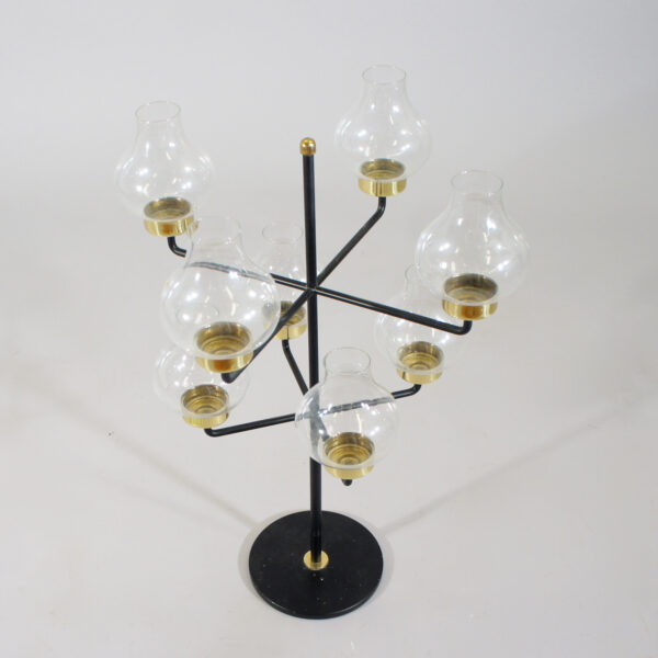 Ateljé Lyktan, Sweden. Desk chandelier "Oktav" in metal and glass. Bordsljusstake i smide och glas. Wigedal.com