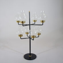 Ateljé Lyktan, Sweden. Desk chandelier "Oktav" in metal and glass. Bordsljusstake i metall och glaskupor. Wigerdals