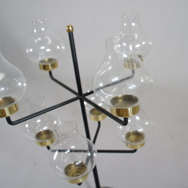 Ateljé Lyktan, Sweden. Desk chandelier "Oktav" in metal and glass. Bordsljusstake i smide och glas Wigerdals Värld