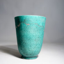 Wilhelm Kåge for Gustavsberg, Sweden. "Argenta" Vase i stoneware with painted decoration in silver. Vas i stengods med silverdekoration