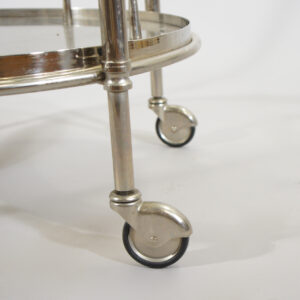 1930's art deco bar cart on wheels in chrome steel and glass. Barvagn i krom Wigerdals Värld