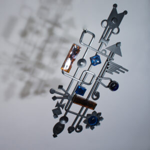 1960's wall sculpture in iron and glass by Dantoft, Denmark. Väggskulptur i smide och glas. Wigerdal.com