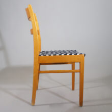 4 chairs in beech and birch with fabric from Svenskt tenn. 4 stolar i bok Wigerdals Värld