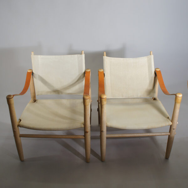 Elias Svedberg for Nordiska Kompaniet. Safari chair in beech, canvas and leather. Safaristol NK wigerdals.se