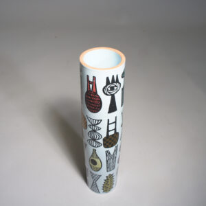 Stig Lindberg for Gustavsberg. High cylinder vase in faience. "Karneval" Hög cylindervas i fajans wigerdals värld