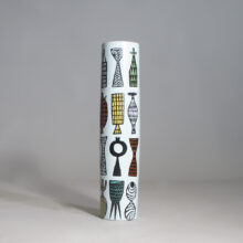 Stig Lindberg for Gustavsberg. High cylinder vase in faience. "Karneval". Cylindervas i fajans karneval Wigerdal.com