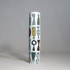 Stig Lindberg for Gustavsberg. High cylinder vase in faience. "Karneval". Cylindervas i fajans karneval Wigerdal.com