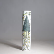 Stig Lindberg for Gustavsberg. High cylinder vase in faience. "Karneval". Cylindervas fajans wigerdals.com