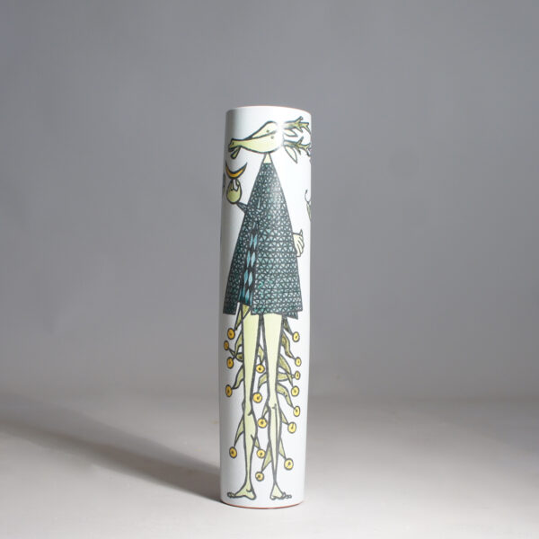 Stig Lindberg for Gustavsberg. High cylinder vase in faience. "Karneval". Cylindervas fajans wigerdals.com