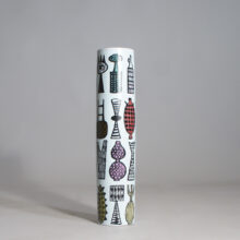 Stig Lindberg for Gustavsberg. High cylinder vase in faience. "Karneval". Hög cylindervas i fajans. Wigerdals