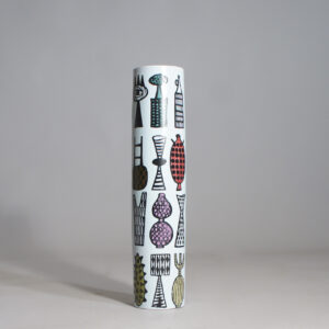 Stig Lindberg for Gustavsberg. High cylinder vase in faience. "Karneval". Hög cylindervas i fajans. Wigerdals