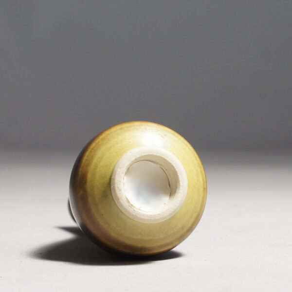 Anders Dolk, Bältarbo Sweden. Signed minature vase in stoneware with harefur glaze.