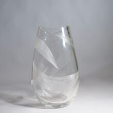 Large glass vase with etchings 1950's Wigerdals
