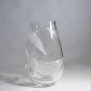 Large glass vase with etchings 1950's Wigerdals