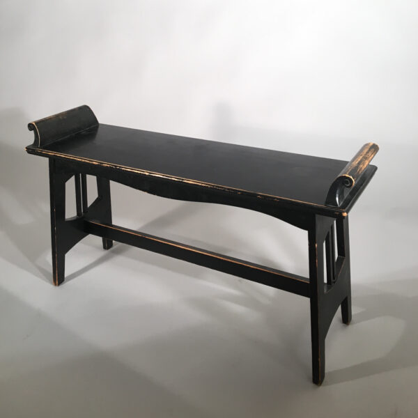 1920's art nouveau bench in black. Bänk jugent 20-talet