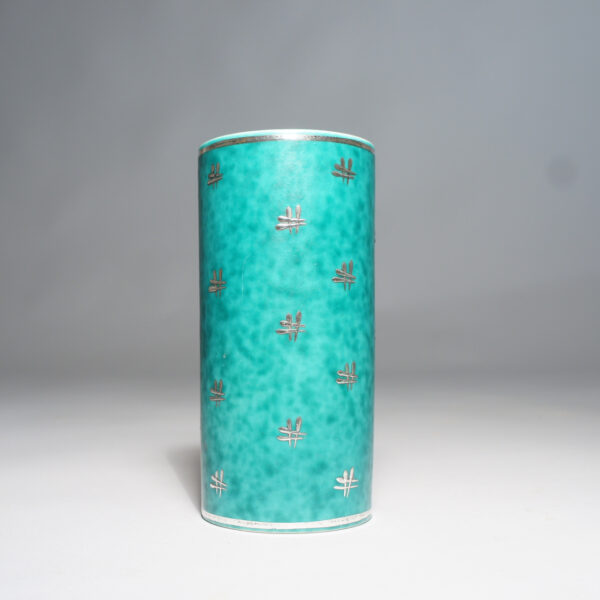 Willhelm Kåge for Gustavsberg, Sweden. "Argenta" Vase in stoneware with silver decoration. Vas i stengods Wigerdals Värld