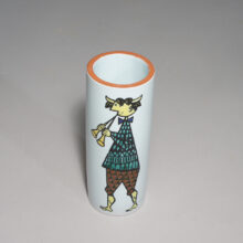 Stig Lindberg for Gustavsberg. "Karneval". Cylinder vase in stoneware. Vas i stengods Wigerdals