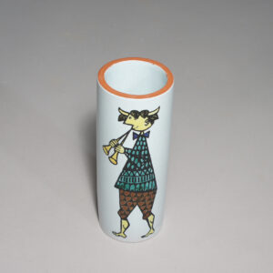 Stig Lindberg for Gustavsberg. "Karneval". Cylinder vase in stoneware. Vas i stengods Wigerdals