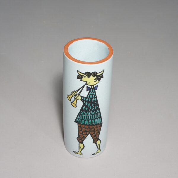 Stig Lindberg for Gustavsberg. "Karneval". Cylinder vase in stoneware. Vas i stengods Wigerdals