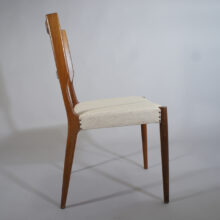 4 dining chairs in teak and rattan and seat in wool fabric. 1950's Teakstolar 4 stycken med rygg i rotting Wigerdal