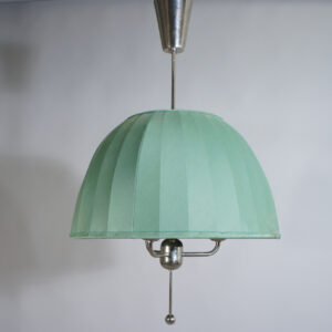 Hans-Agne Jakobsson, Markaryd. Ceiling lamp in fabric and chrome. Carolin mod T549/3. Taklampa i tyg och krom Wigerdals