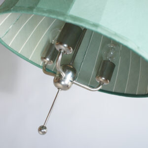 Hans-Agne Jakobsson, Markaryd. Ceiling lamp in fabric and chrome. Carolin mod T549/3. Taklampa i krom och tyg. Wigerdals