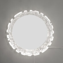 Wall mirror in glass and plastic with lightning. Väggspegel med belysning Wigerdals