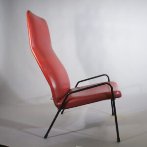 Alf Svensson for Dux, Sweden. "Countour". Easy chair in sky with legs in metal.