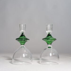 Mona Morales-Schildt for Kosta. A pair of candle sticks in glass. Ett par ljusstakar. Wigerdals Värld