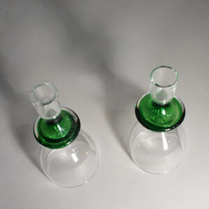 Mona Morales-Schildt for Kosta. A pair of candle sticks in glass. Ljusstakar i glas Wigerdals