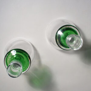 Mona Morales-Schildt for Kosta. A pair of candle sticks in glass. Ett par ljusstakar i glas. Wigerdals Värld